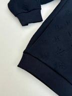 Louis Vuitton navy monogram track pants with ribbed cuffs
