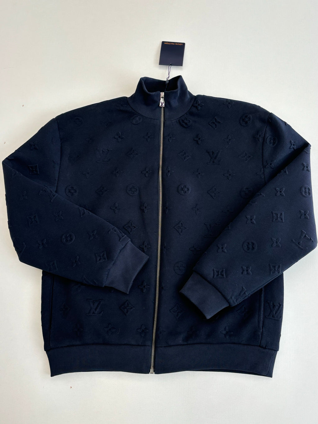 Louis Vuitton navy monogram zip-up jacket front