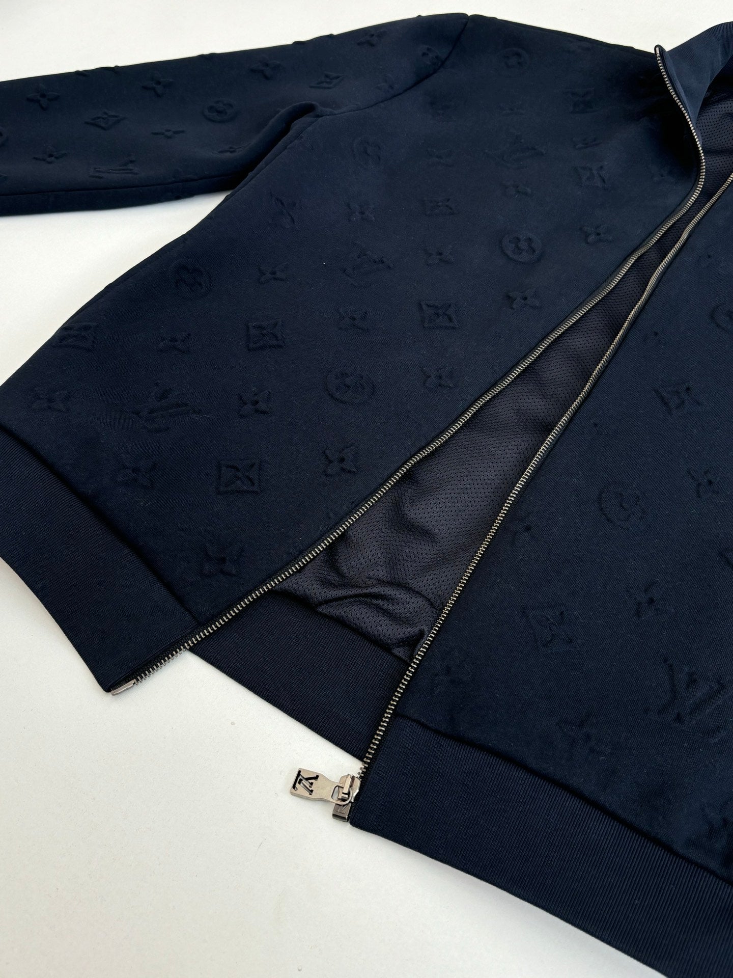 Louis Vuitton navy monogram zip jacket front detail