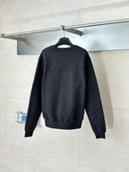 Dark long-sleeve sweatshirt, back view with subtle logo embroidery