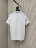 Burberry short-sleeve polo shirt, white with ribbed collar and button placket