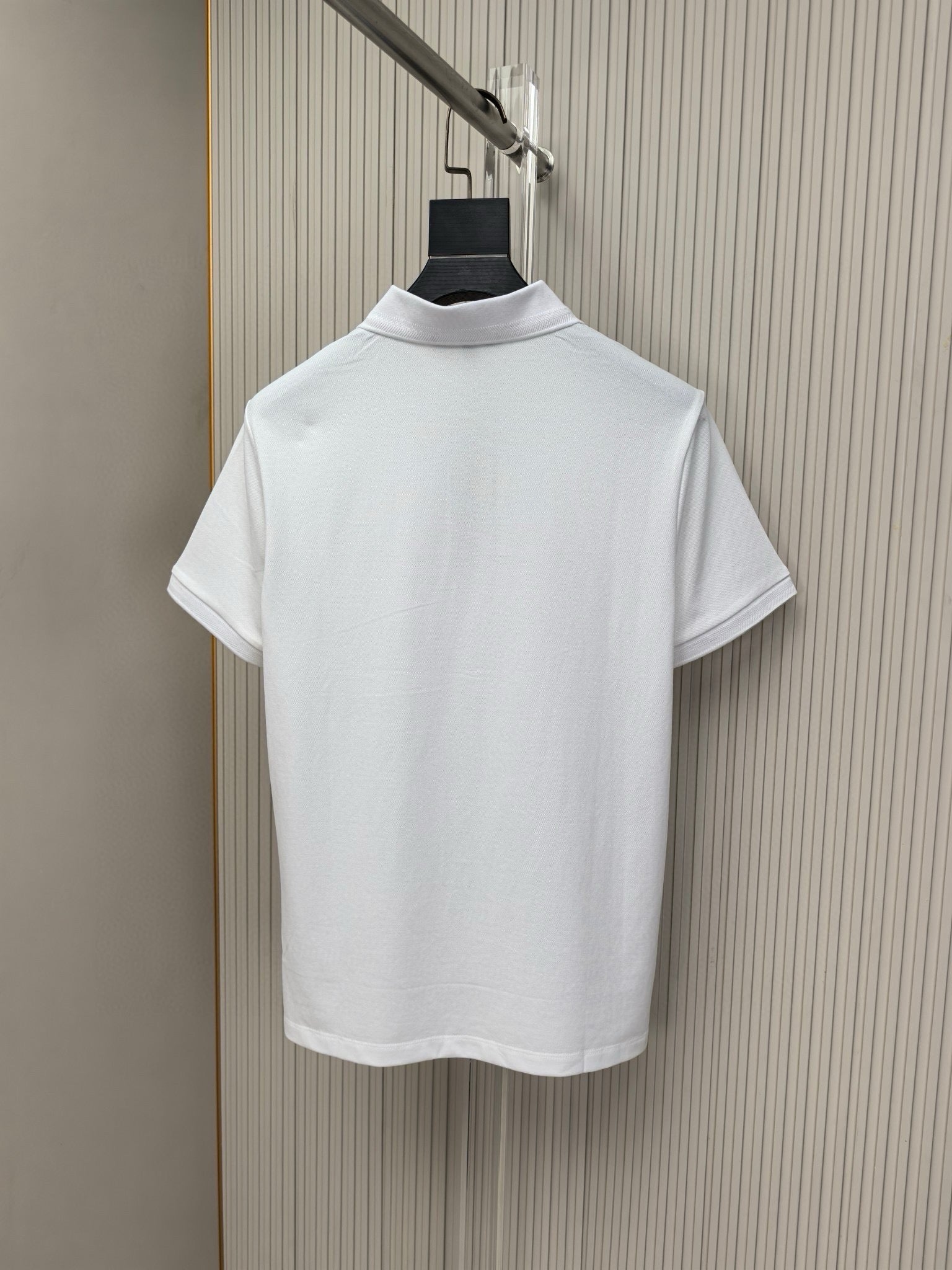 Burberry short-sleeve polo shirt, white with ribbed collar and button placket