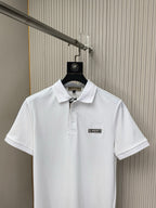 Burberry short-sleeve polo shirt, white with chest logo patch and short sleeves