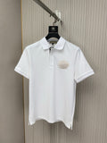 White Burberry short-sleeve polo shirt with chest crest logo and button placket