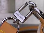 Louis Vuitton duffel bag metal clasp with 'Louis Vuitton' stamp and tan leather strap