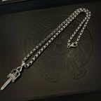 Silver-tone dagger charm pendant necklace with linked chain