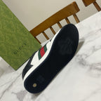 Gucci unisex sneakers outsole view with navy textured rubber and logo embossing