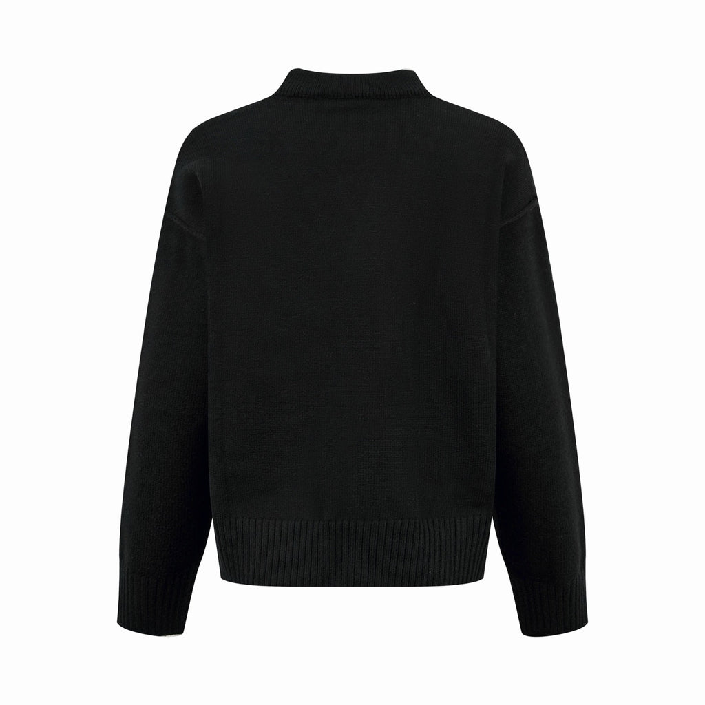 Amiri black knit cardigan back view with ribbed hem and cuffs