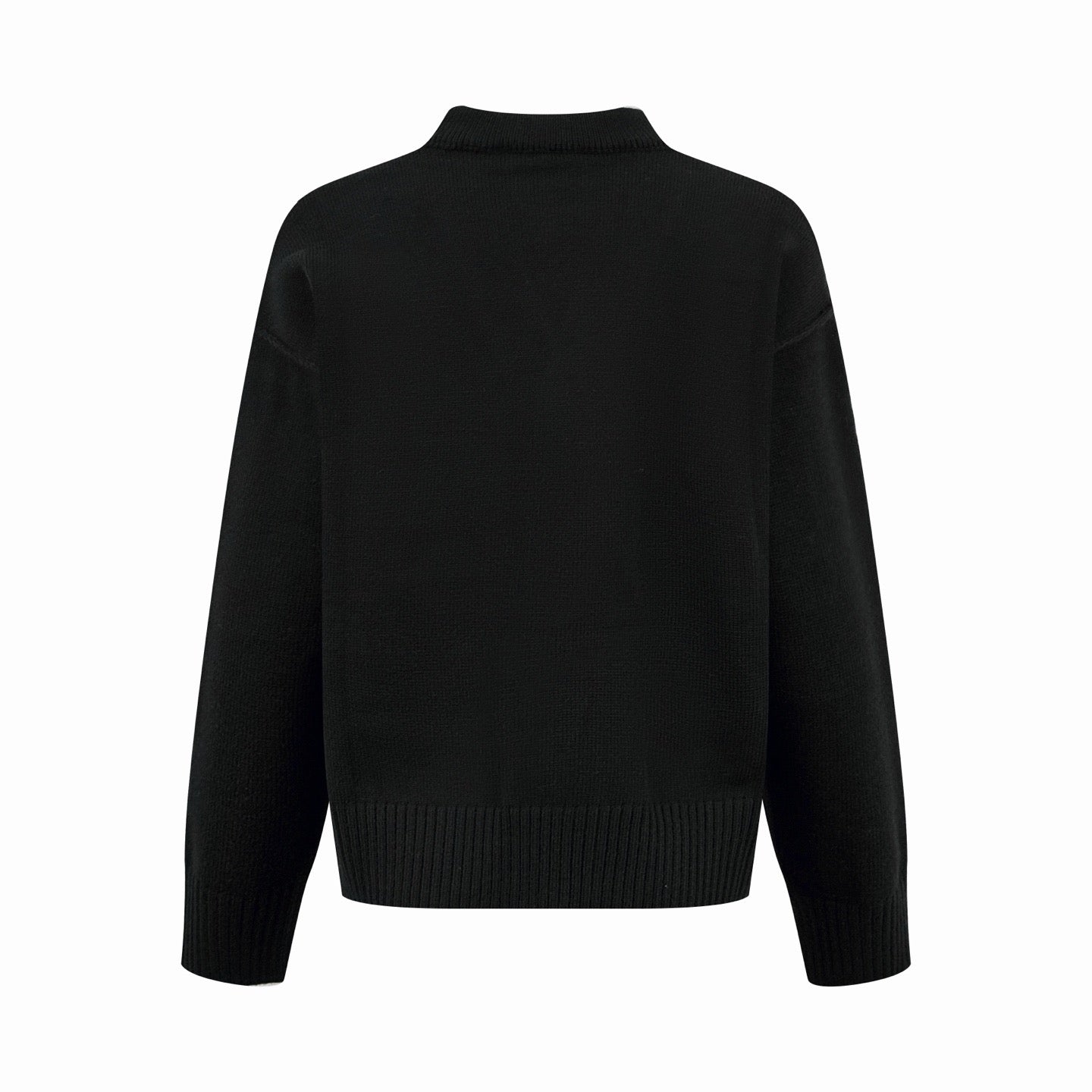 Amiri black knit cardigan back view with ribbed hem and cuffs