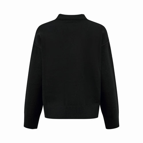 Amiri black knit cardigan back view with ribbed hem and cuffs
