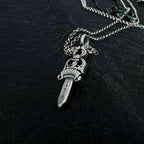 Chrome accessory necklace with rabbit head charm and silver-tone chain