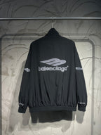 Black Balenciaga logo track jacket with stand collar and elastic cuffs
