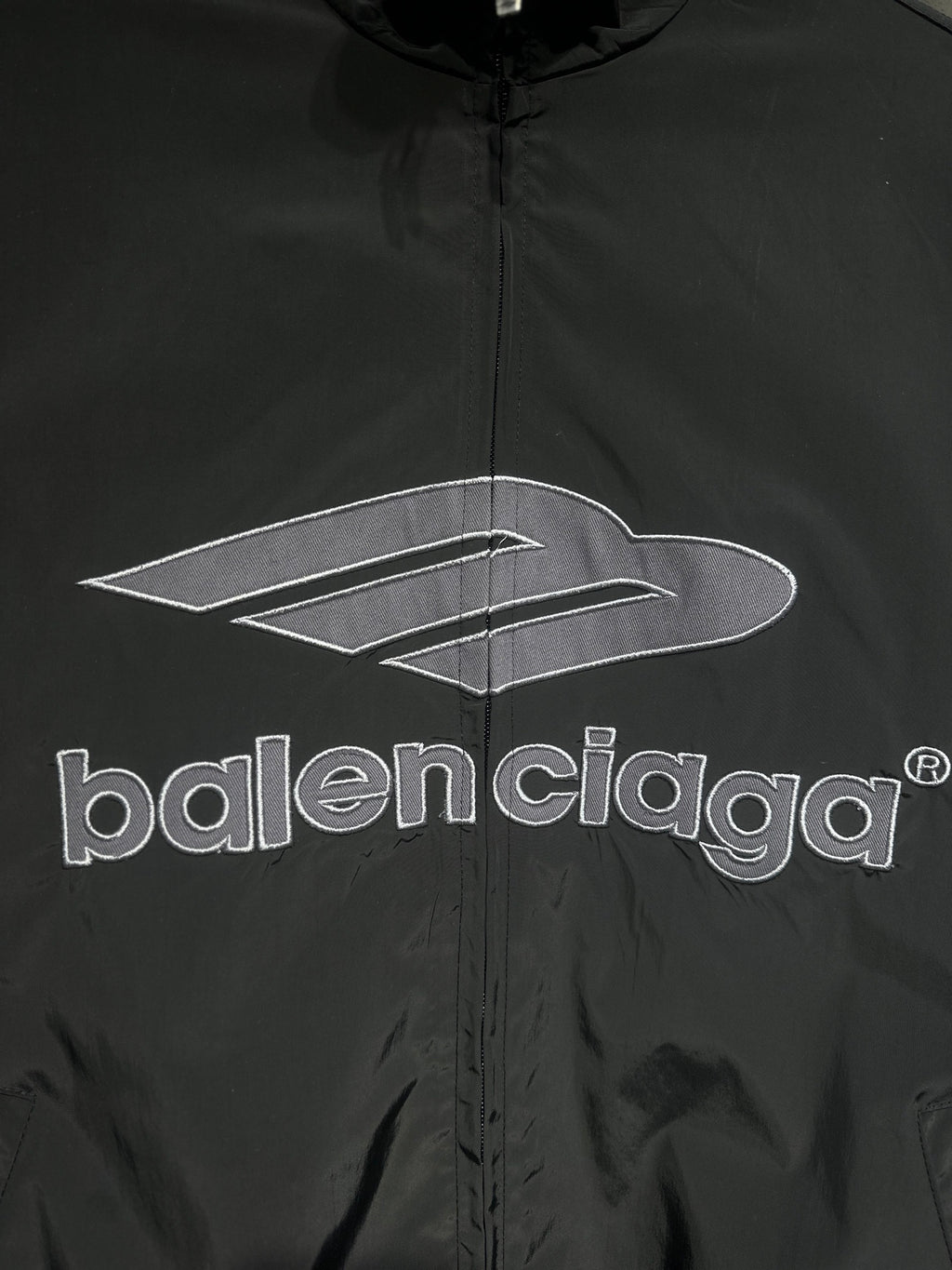 Black Balenciaga logo track jacket with full zipper