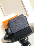 Men's Louis Vuitton crossbody bag in dark blue with monogram embossing and zipper top
