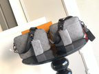 Louis Vuitton monogram crossbody bag pair, light gray and dark gray with side pockets