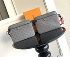 Louis Vuitton monogram crossbody bag, light gray with front flap and snap closure
