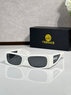 Versace sunglasses with white frame and dark gray lenses