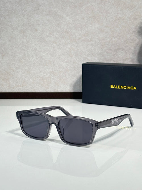 Balenciaga oversized square sunglasses with black frame and dark gray gradient lenses