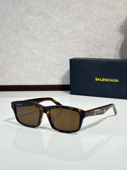 Balenciaga oversized square sunglasses with dark tortoiseshell frame and brown gradient lenses
