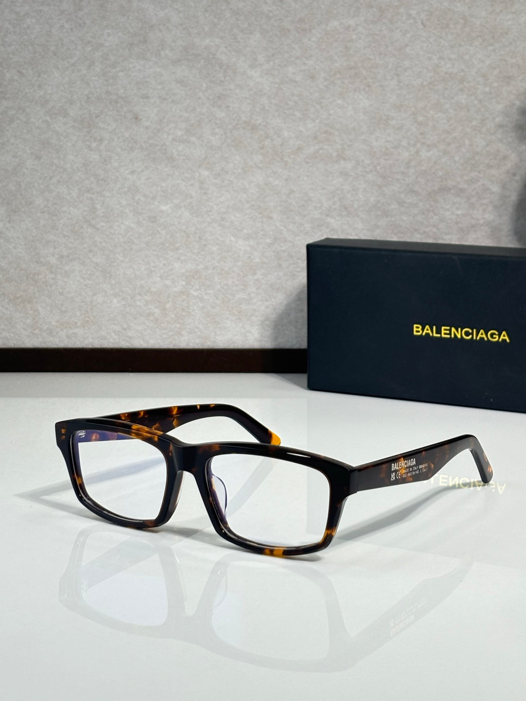Balenciaga oversized square sunglasses with tortoiseshell frame and brown gradient lenses
