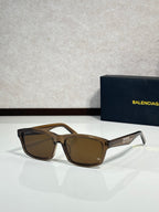 Balenciaga oversized square sunglasses with tan tortoiseshell frame and brown lenses