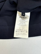 Fendi short-sleeve T-shirt dark navy with white size care label at collar