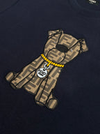 Fendi short-sleeve T-shirt in dark navy with large teddy mascot appliqué graphic