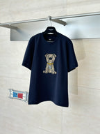 Fendi short-sleeve T-shirt in dark navy with teddy graphic on the chest