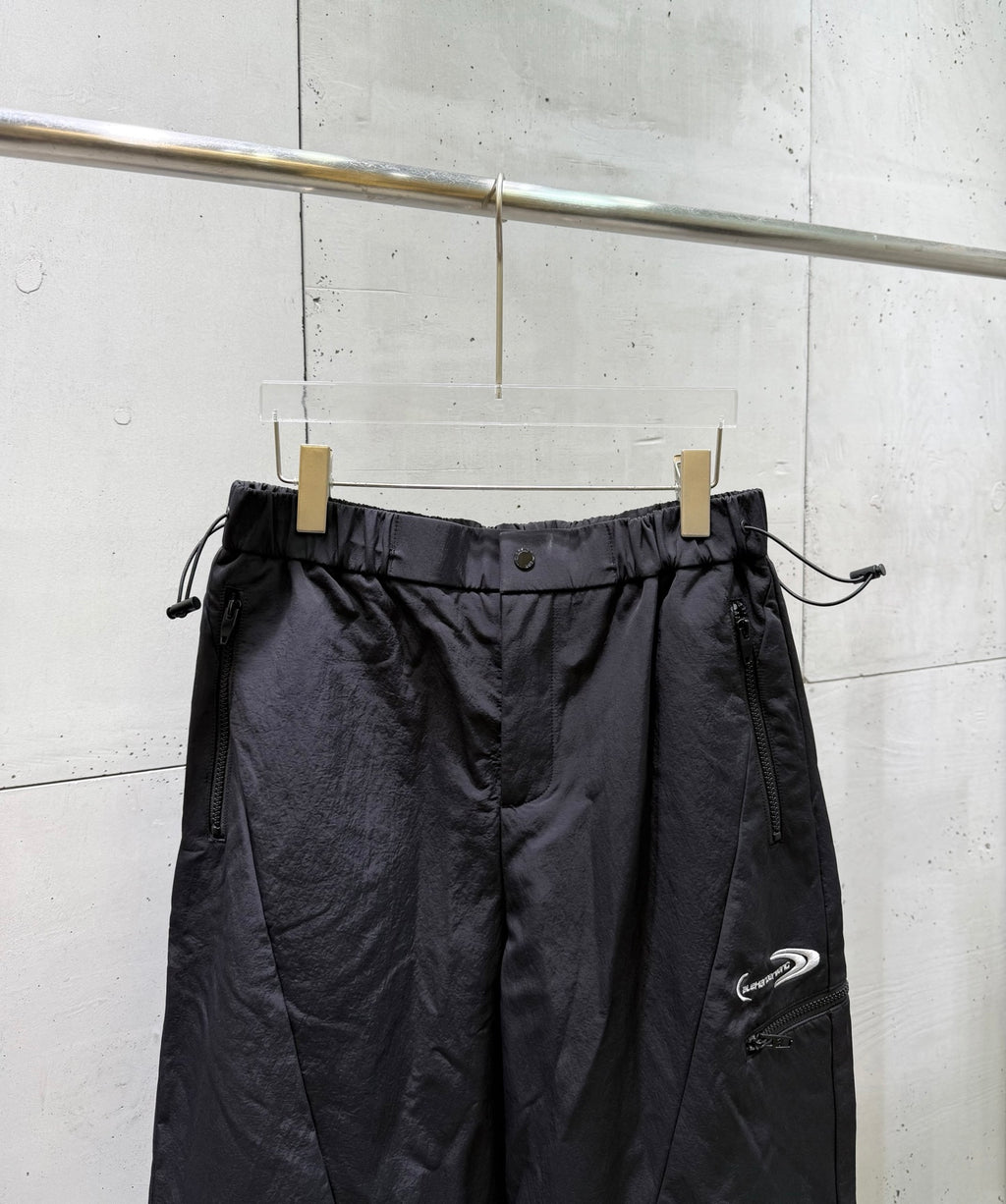 Balenciaga dark pants with ruched elastic waistband and drawstring ties
