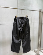 Balenciaga dark black nylon pants with elastic waistband and relaxed straight legs
