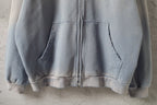 Light blue Balenciaga zip-up sweatshirt with two front pockets and ribbed cuffs