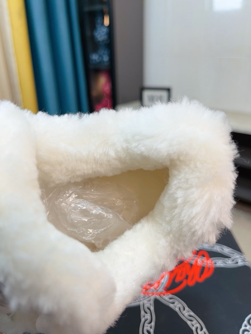 Versace sneaker interior with plush white faux-fur lining