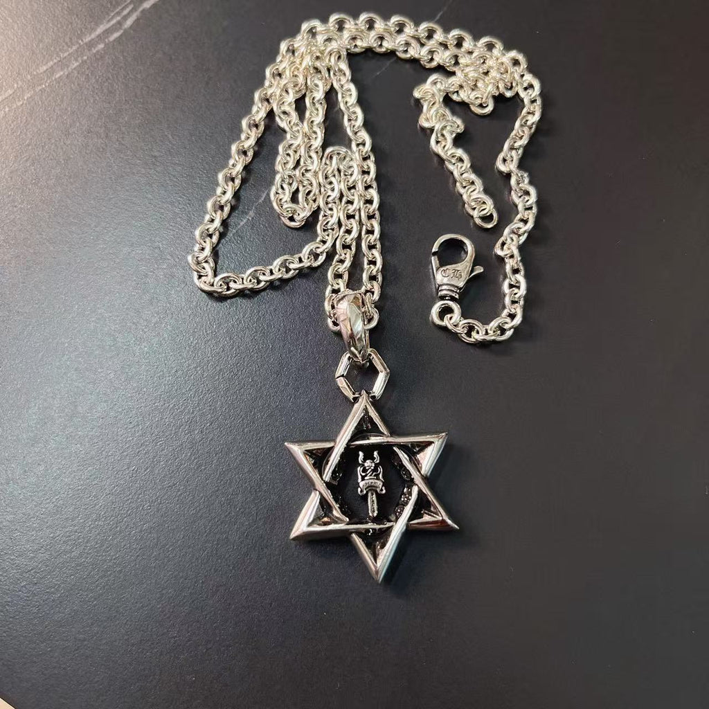 Silver chain necklace with star pendant charm