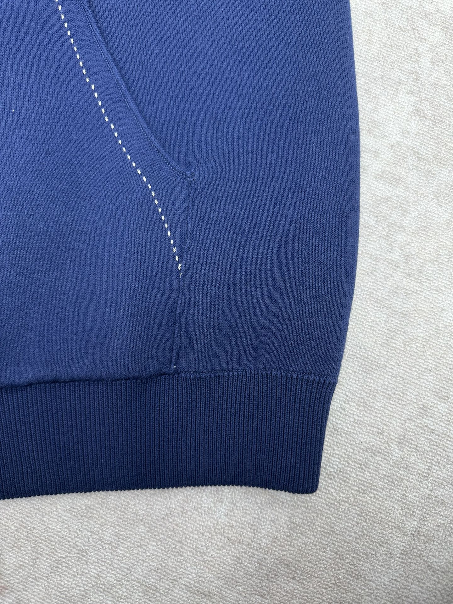 Louis Vuitton blue hoodie hem with ribbed cuff and stitched side panel
