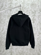 Louis Vuitton black hooded sweatshirt back view with drawstring hood and front pocket