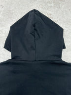 Louis Vuitton black hooded sweatshirt with draped hood and back view construction