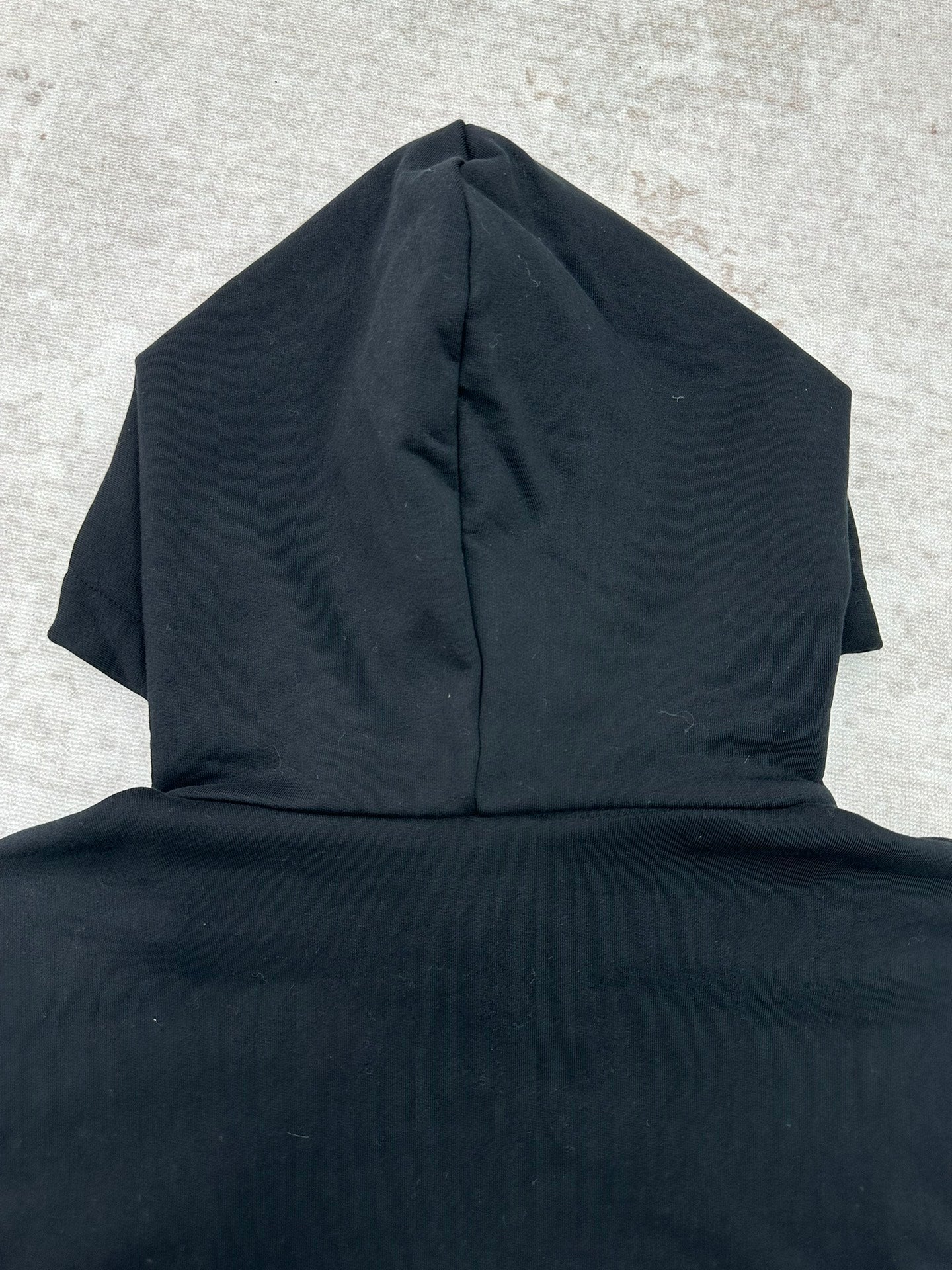 Louis Vuitton black hooded sweatshirt with draped hood and back view construction