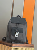 Dior men’s backpack in dark gray fabric with front flap pocket, top handle, and straps