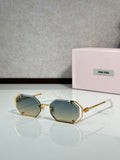Miu Miu octagonal sunglasses, gold frame with dark lenses
