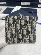 Small bag Dior monogram mini pouch in navy and cream jacquard with top zipper