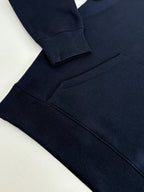 Navy Fendi hoodie sleeve and side hem with stitched seams