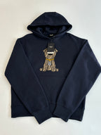 Navy Fendi hoodie with bear artwork graphic on chest
