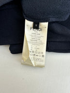 Fendi size and care label on navy hoodie