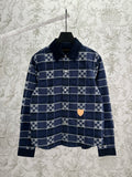 Louis Vuitton long-sleeve plaid shirt with dark navy check pattern and button front