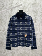 Louis Vuitton long-sleeve plaid shirt with dark navy check pattern and button front