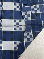 Louis Vuitton plaid shirt sleeve cuff with dark navy and white check panels