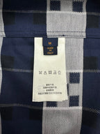 Louis Vuitton shirt label tag on plaid fabric, size M, made in Italy