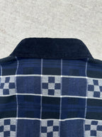 Louis Vuitton long-sleeve plaid shirt back neck with dark navy collar and checks