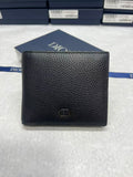Small leather wallet, black textured finish with Dior emblem on the front