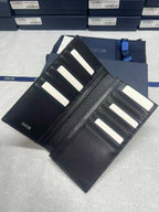 Dior bag card holder, black leather with logo and three white-trim card slots